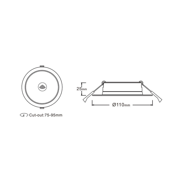 Super Slim 7W Flicker Free Dimmable LED Downlight White With Microwave Sensor / Tri-Colour - AL5006-WHTC7S02-TS