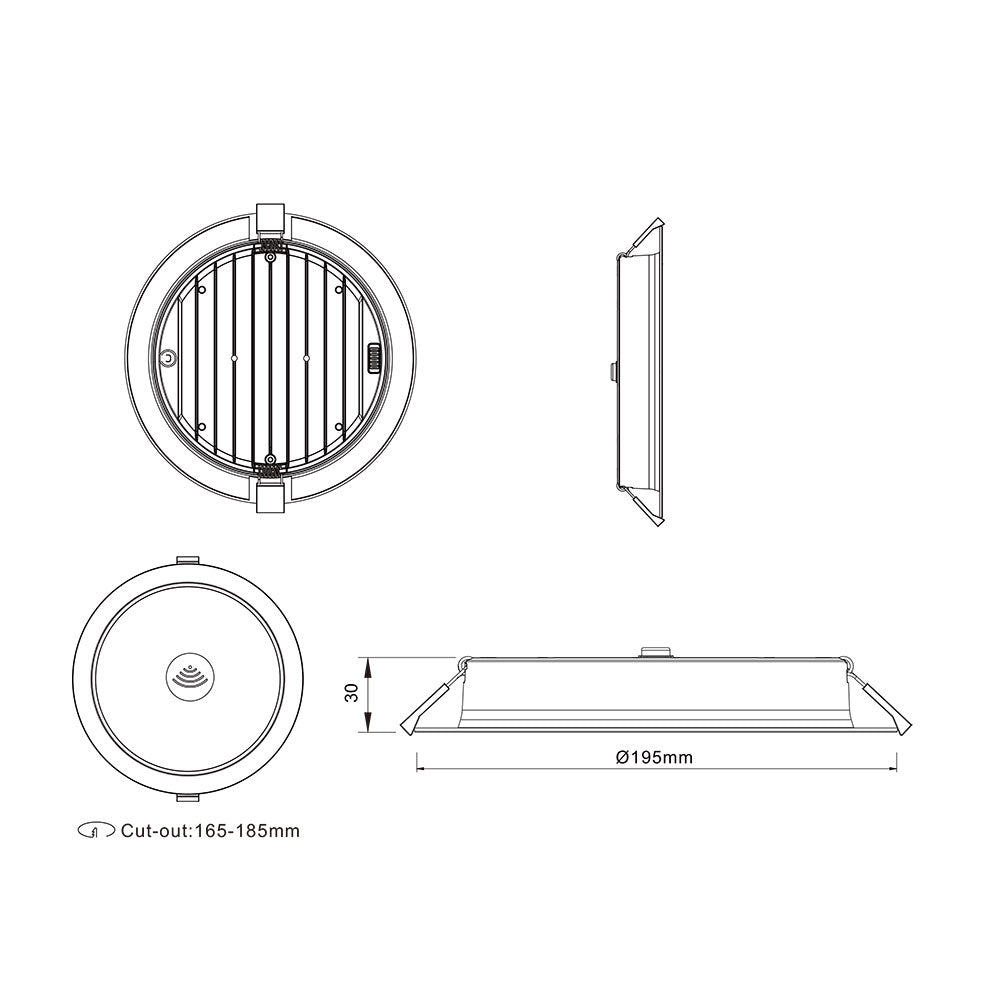 Super Slim 18W Flicker Free Dimmable LED Downlight White With Microwave Sensor / Tri-Colour - AL5010-WHTC18S02-TS