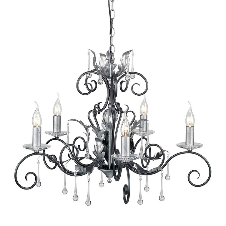 Amarilli 5 Light Chandelier Black/Silver - AML5-BLK-SILVER