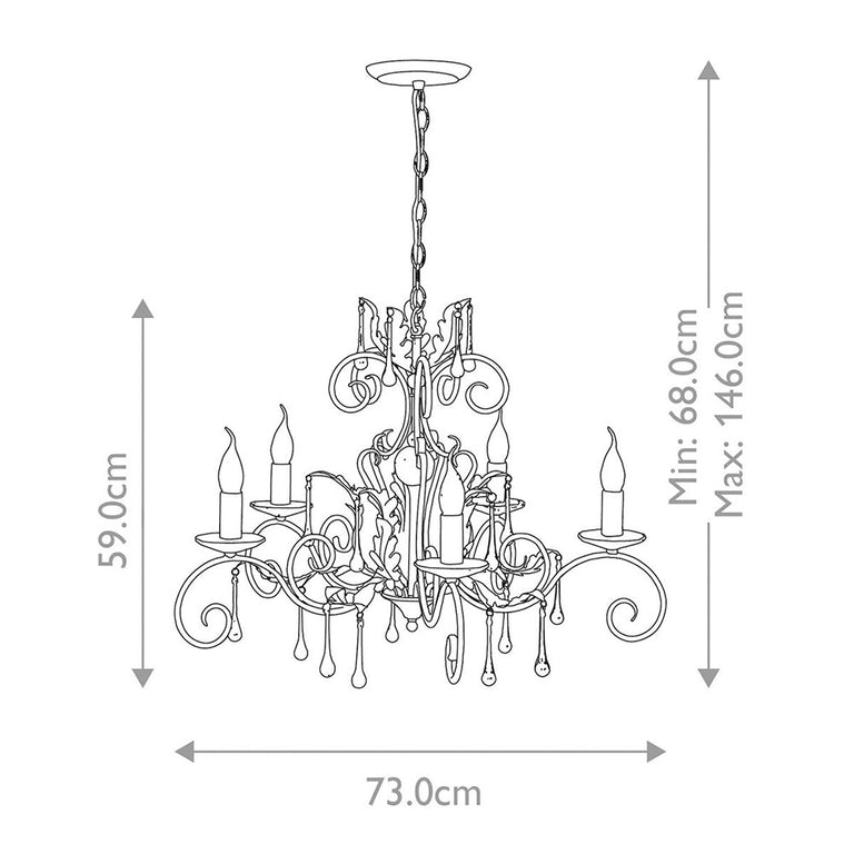 Amarilli 5 Light Chandelier Black/Silver - AML5-BLK-SILVER