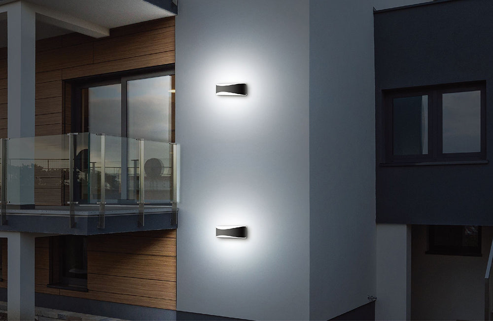 Exterior 240V 10W LED Up/Down Wall Light Dark Grey / Warm White - APIS1