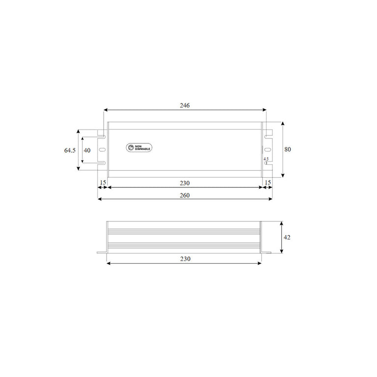 Aquatran 400W 24VDC Non-Dimming IP67 Power Supply - AQD-24-400-B-N