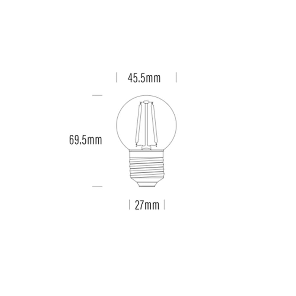 Fancy Round 1W 24V AC / DC E27 Filament Festoon Globe / Ultra Warm White - AQF-G-003-2200K