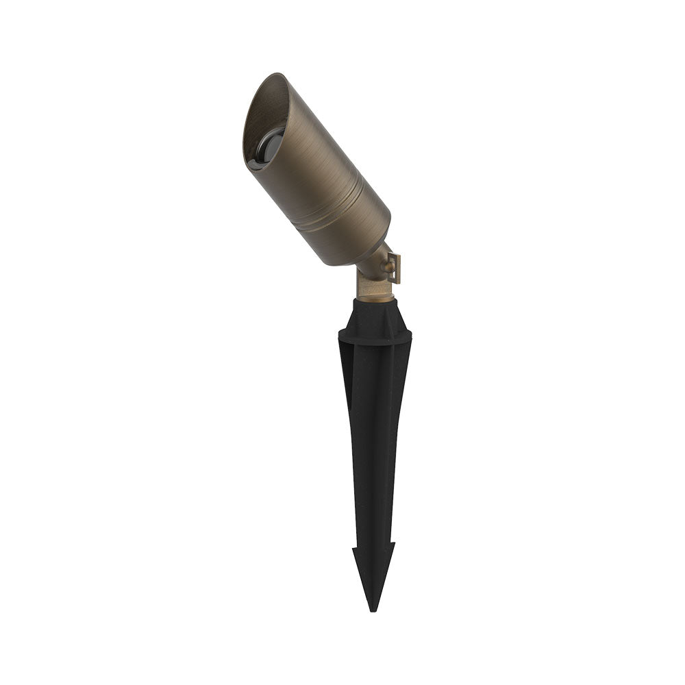 Hydra 12V MR16 Single Adjustable Spike Light Aged Brass - AQL-400-B3-M