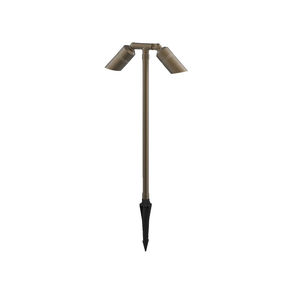 Hydra 12V MR16 Twin Adjustable Path/Spike Light Large Aged Brass - AQL-410-B3-M