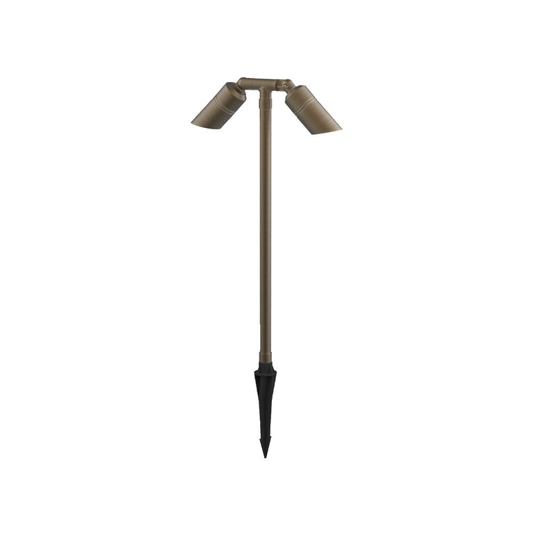 Hydra 12V MR16 Twin Adjustable Path/Spike Light Large Aged Brass - AQL-410-B3-M