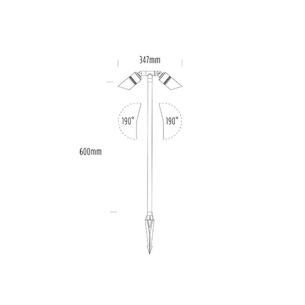 Hydra 12V MR16 Twin Adjustable Path/Spike Light Large Black Brass - AQL-410-B2-M