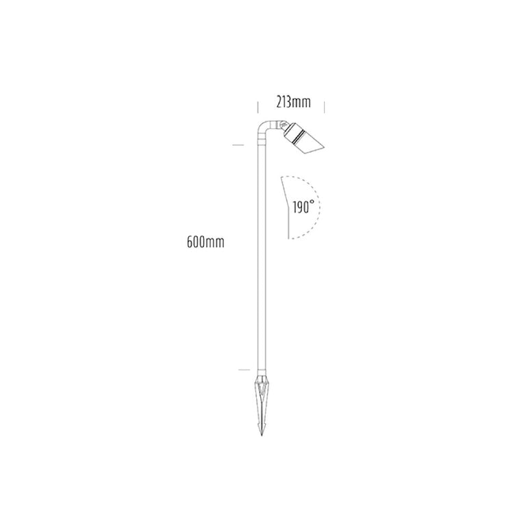 Hydra 12V MR16 Adjustable Path/Spike Light with Elbow Adapter Large Brushed Chrome - AQL-414-B1-M