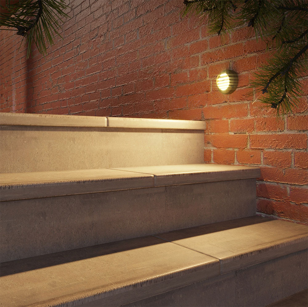 Hydra 4W Round Slotted LED Step Light Aged Brass / Warm White - AQL-418-B3-Y00430DFS