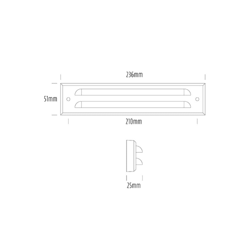 Hydra 7W Rectangle Slotted LED Step Light Black Brass / Warm White - AQL-420-B2-Y00730DFS
