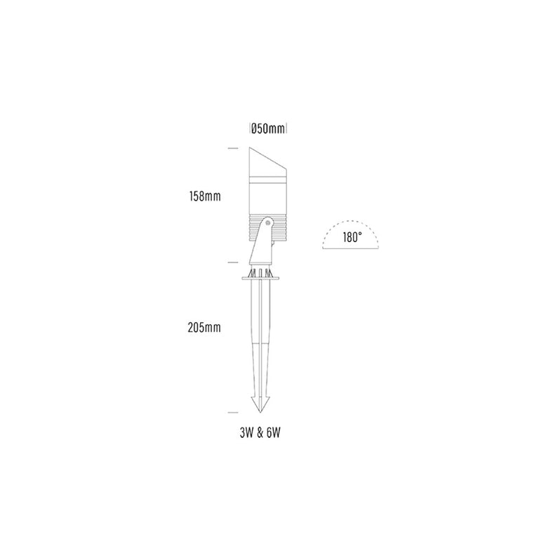 Hydra 3W LED Eco Spike Light Black / Warm White - AQL-455-A2-Y0033038S