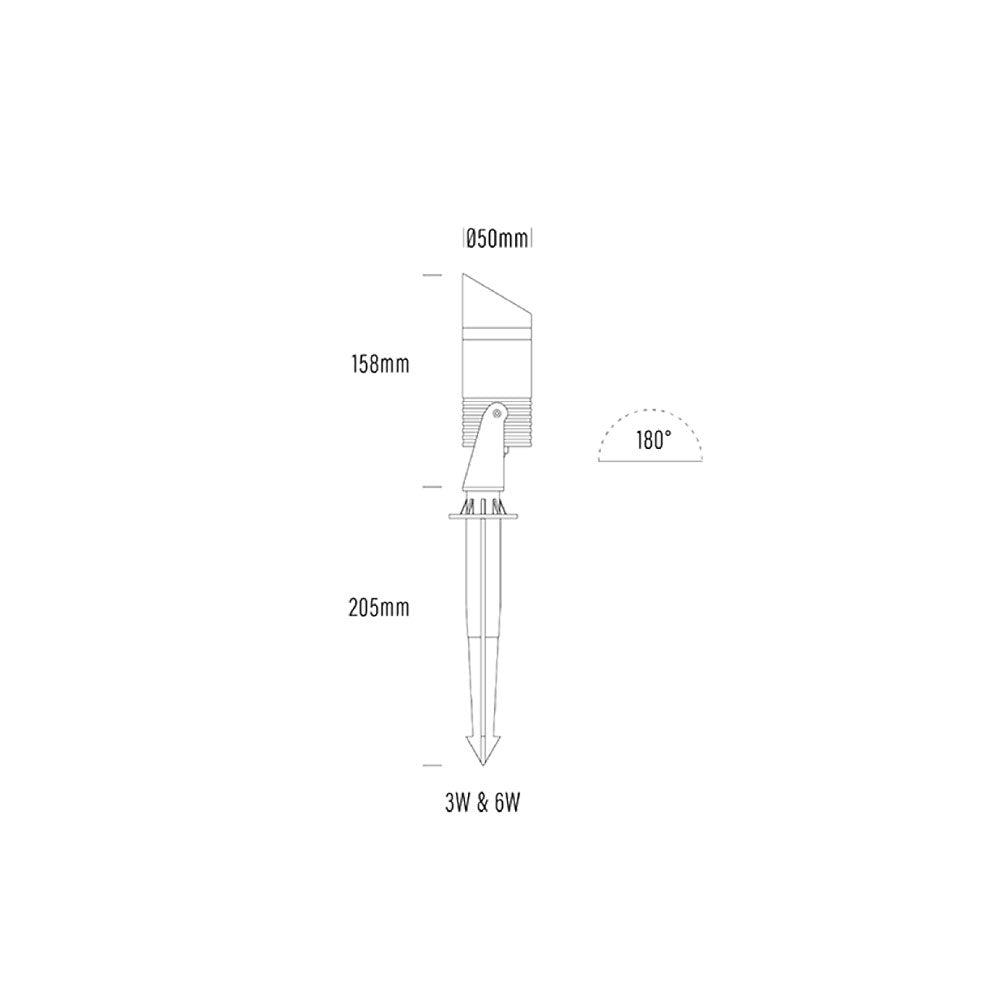 Hydra 6W LED Eco Spike Light Black / Warm White - AQL-455-A2-Y0063038S