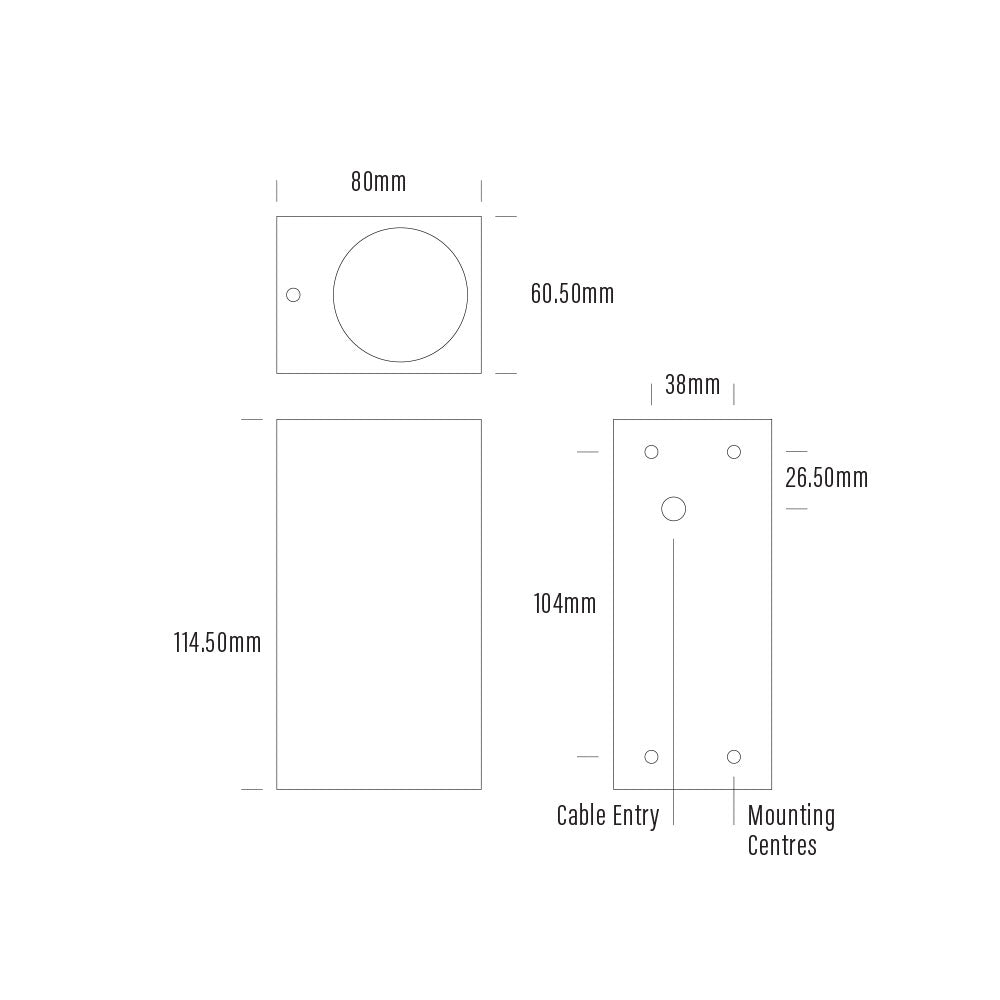 Prism 14W 24V DC Up/Down LED Dali Dimmable Wall Pillar Light White / Warm White - AQL-601-A8-L0073070T