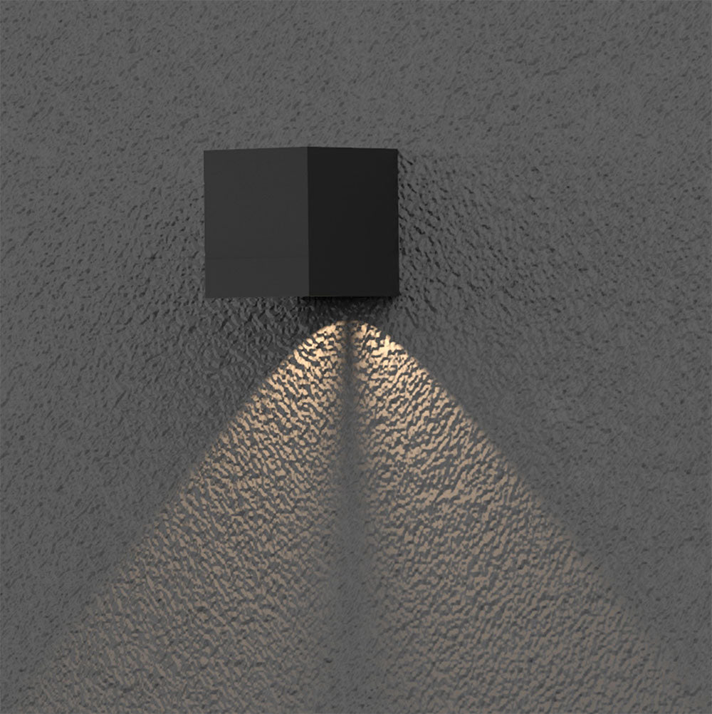 Square 7W 24V DC LED Wall Pillar Light Black / Warm White - AQL-602-A2-K0073070T