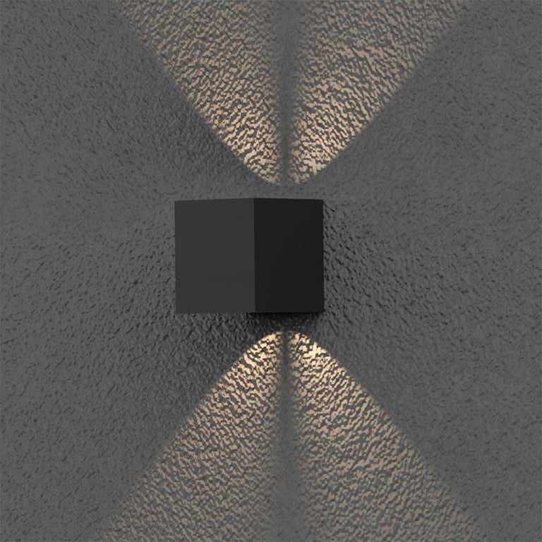 Square 14W 24V DC LED Dali Dimmable Up/Down Wall Pillar Light Black / Warm White - AQL-603-A2-L0073070T