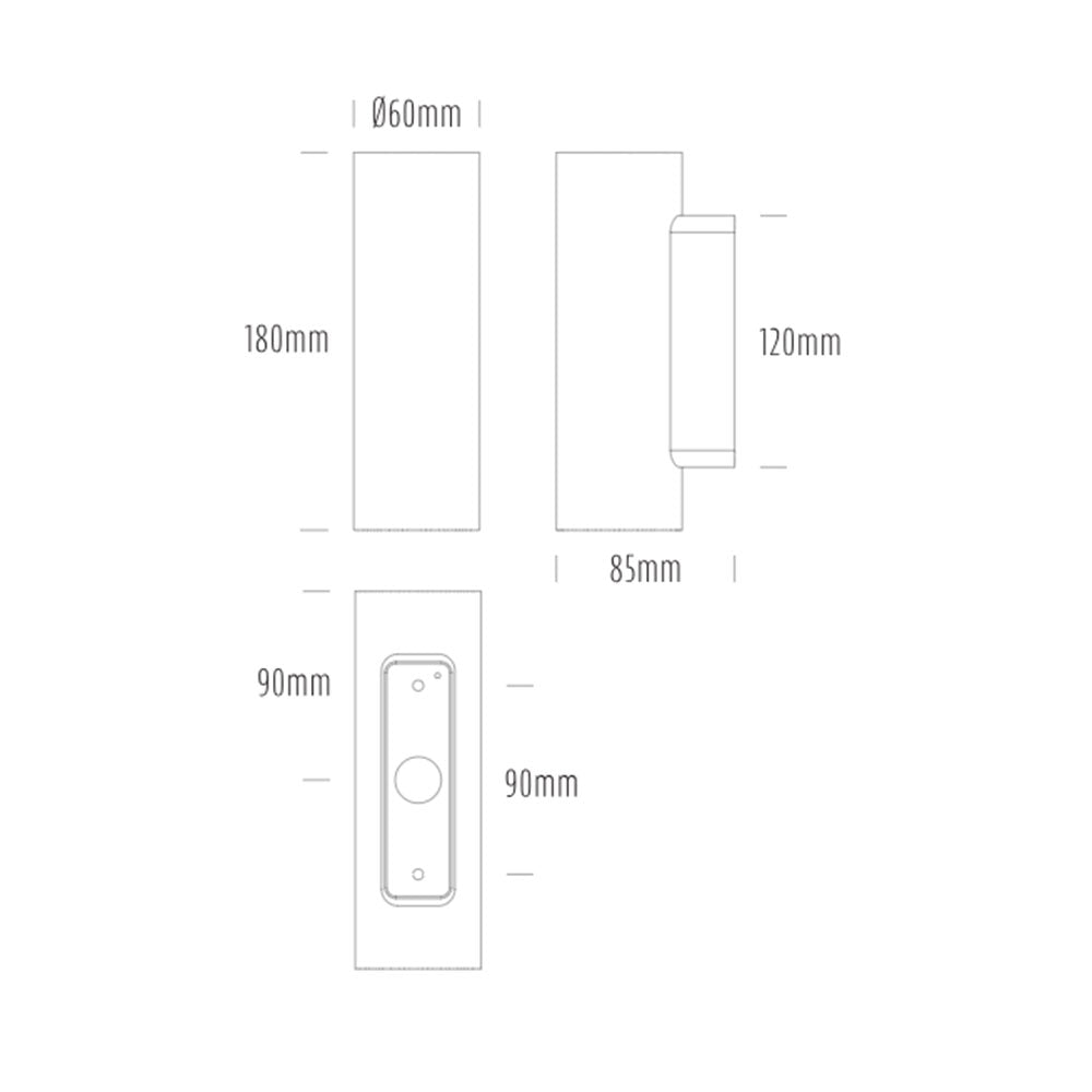 LumenaPro 16W 24V DC 3-Wire Dimmable Up & Down LED Wall Pillar Light Bronze - AQL-862-A3