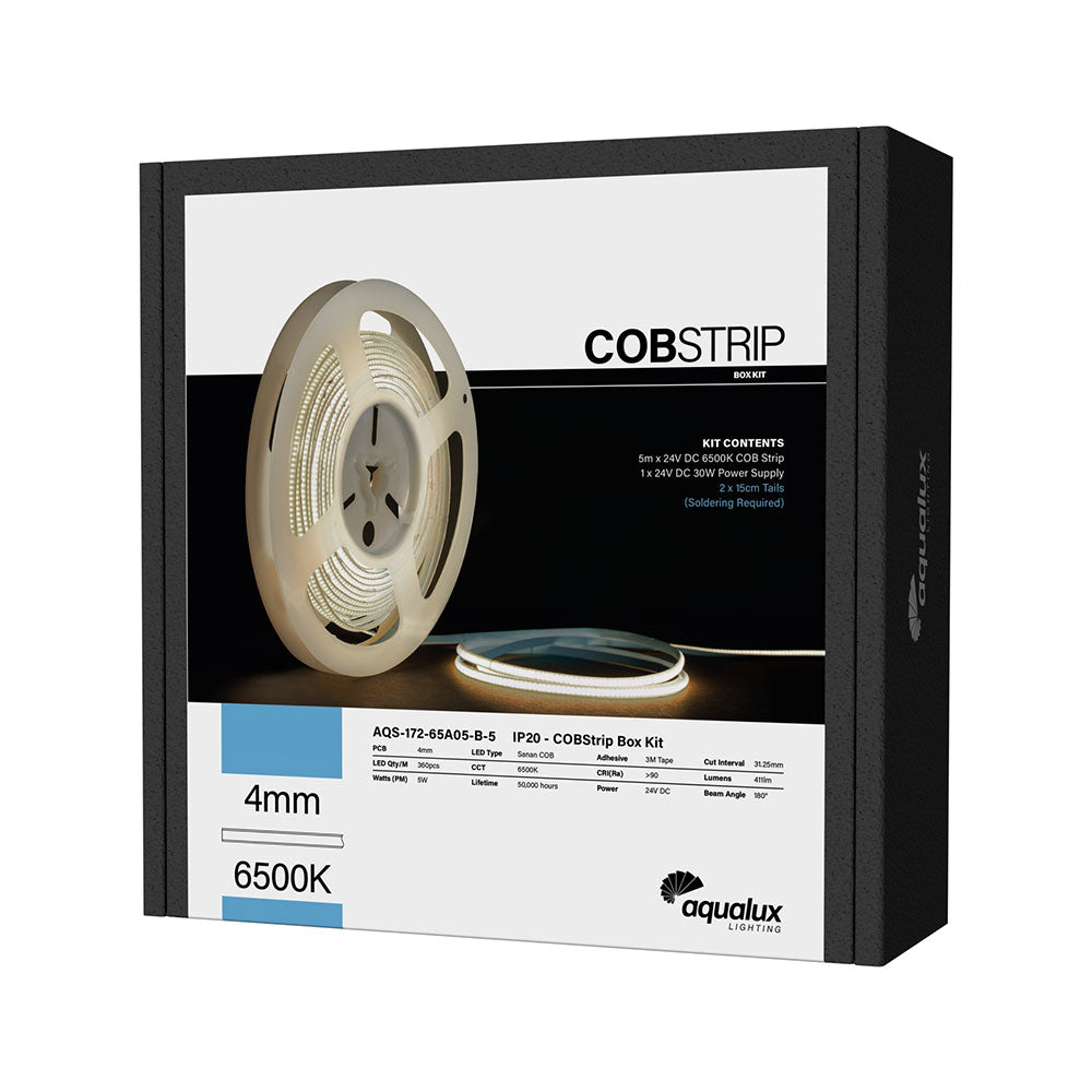 COB 25W 24V DC 5 Meter LED Strip Kit / Daylight - AQS-172-65A05-B-5
