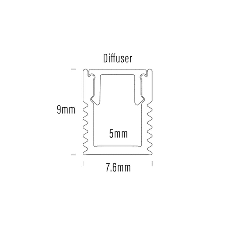 2 Meter Aluminium LED Strip Extrusion Silver - AQS-172-ACC-02