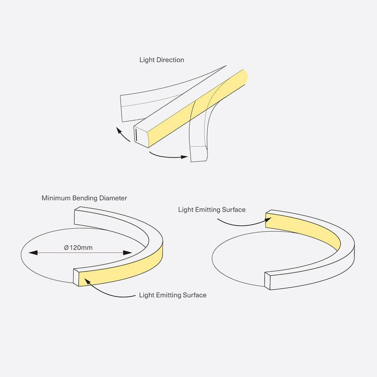 Neon Flex 10W LED IP68 24V DC Dimmable LED Strip Light Warm White - AQS-510-25A10