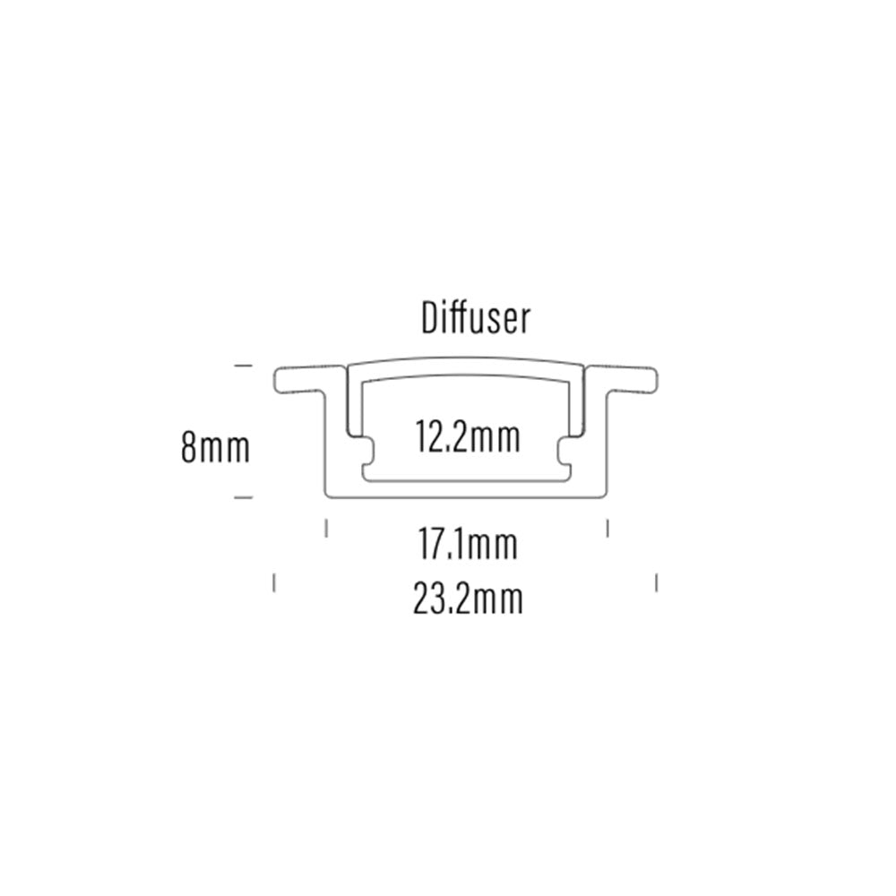 Recessed 2 Meter Winged Aluminium LED Strip Extrusion Silver - AQS-EXT-001-200-A1