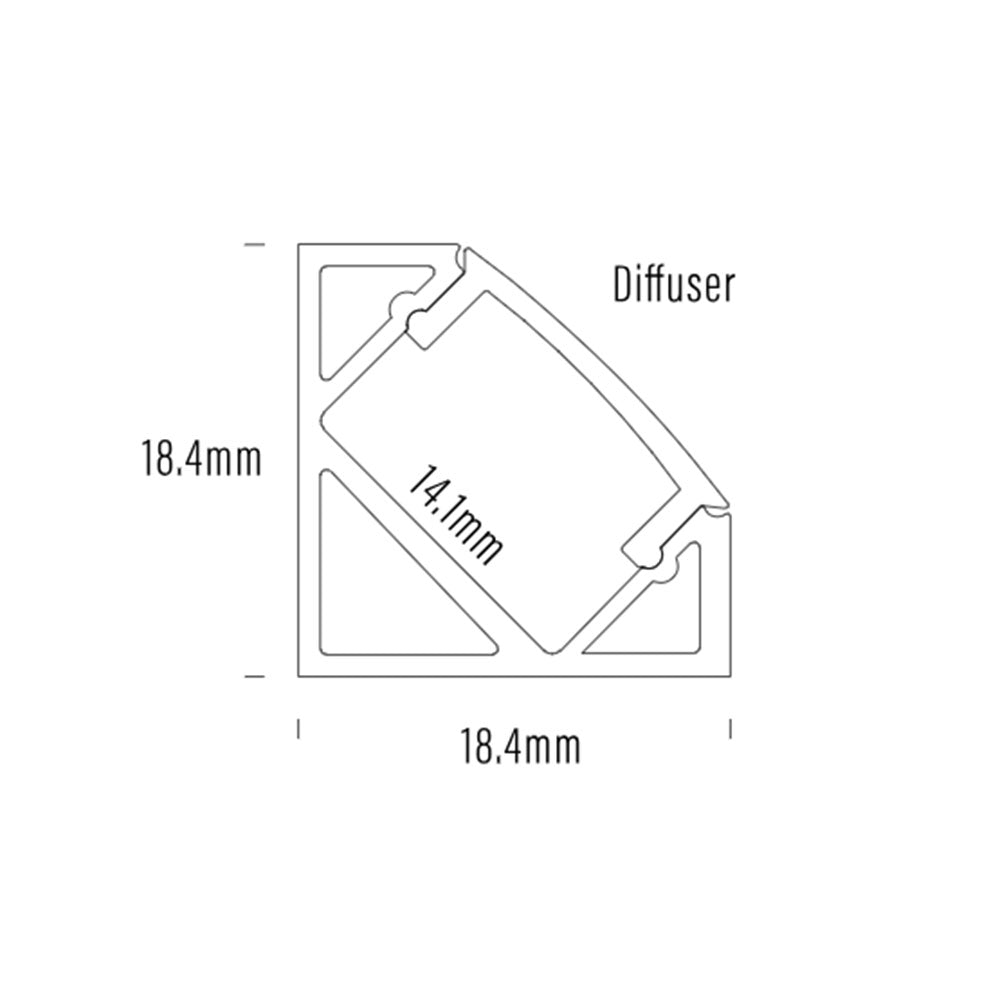 2 Meter Aluminium LED Strip Corner Extrusion Silver - AQS-EXT-004-200-A1