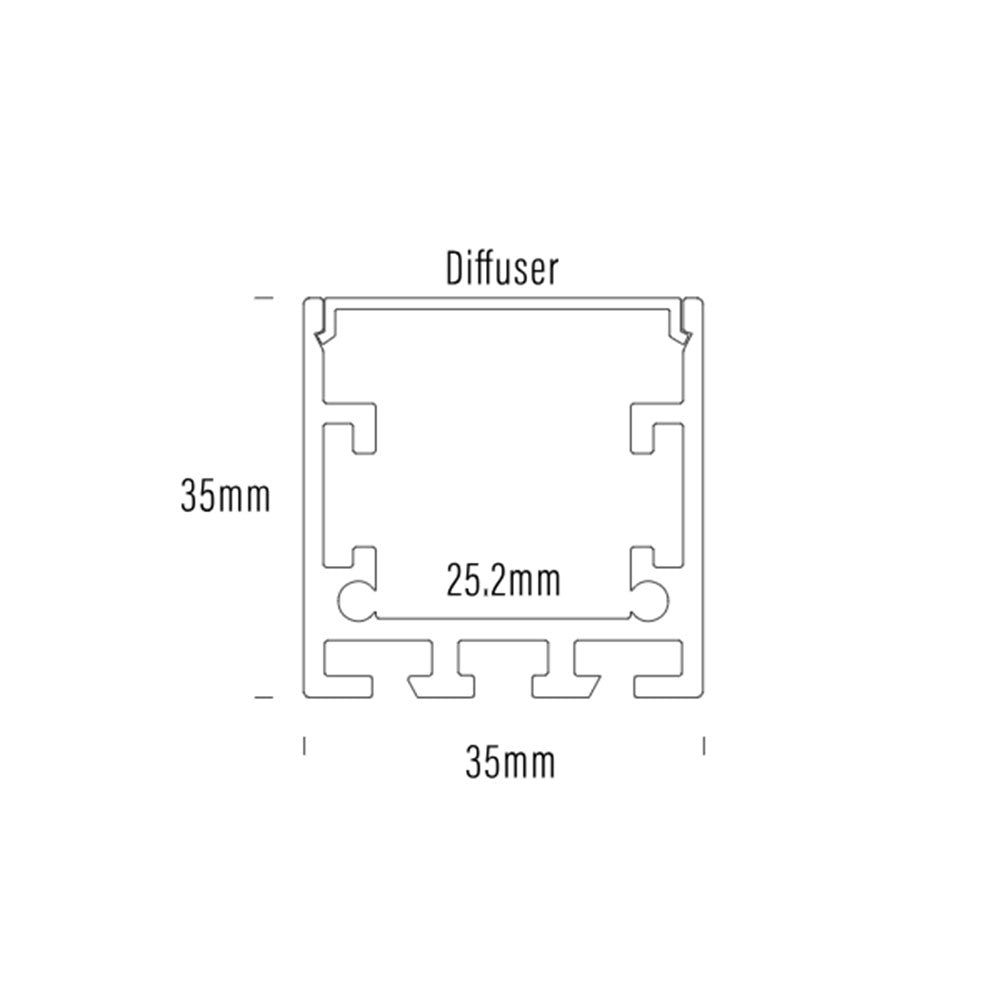 Suspended or Surface Mounted 2 Meter Aluminium LED Strip Extrusion White - AQS-EXT-005-200-A8