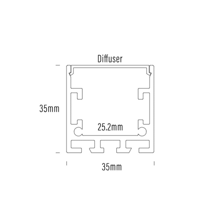 Suspended or Surface Mounted 2 Meter Aluminium LED Strip Extrusion White - AQS-EXT-005-200-A8