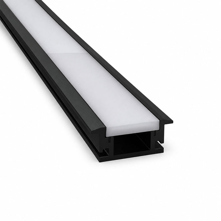 Floor Recessed Walk-On 2 Meter Aluminium LED Strip Extrusion Black - AQS-EXT-008-200-A2