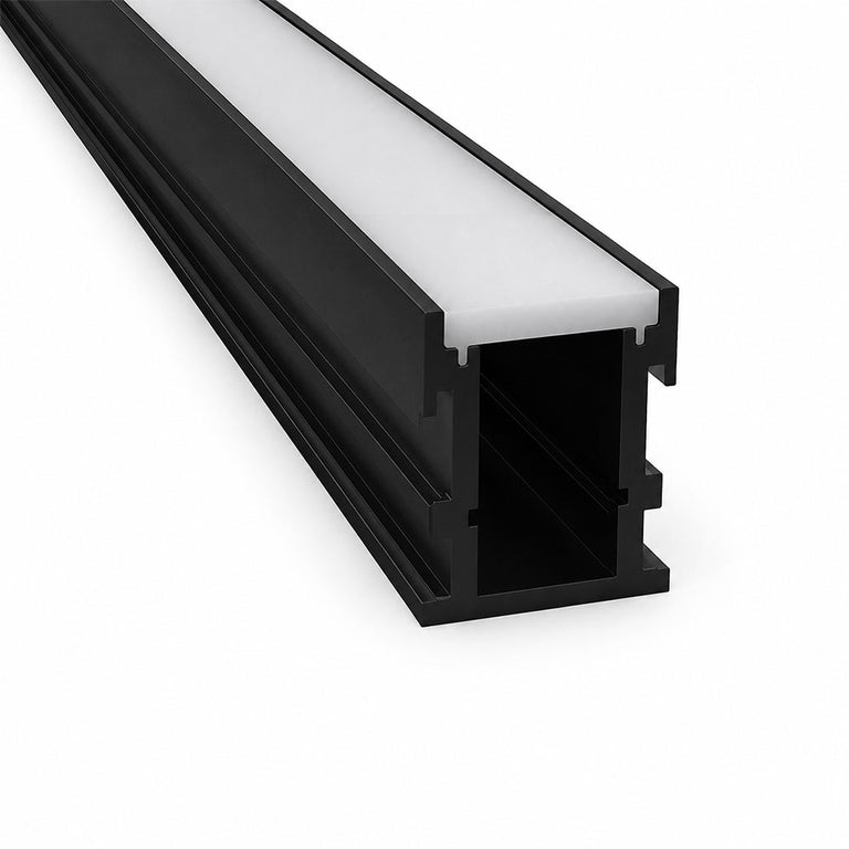 Floor Recessed Walk-On 2 Meter Aluminium LED Strip Extrusion Black - AQS-EXT-009-200-A2