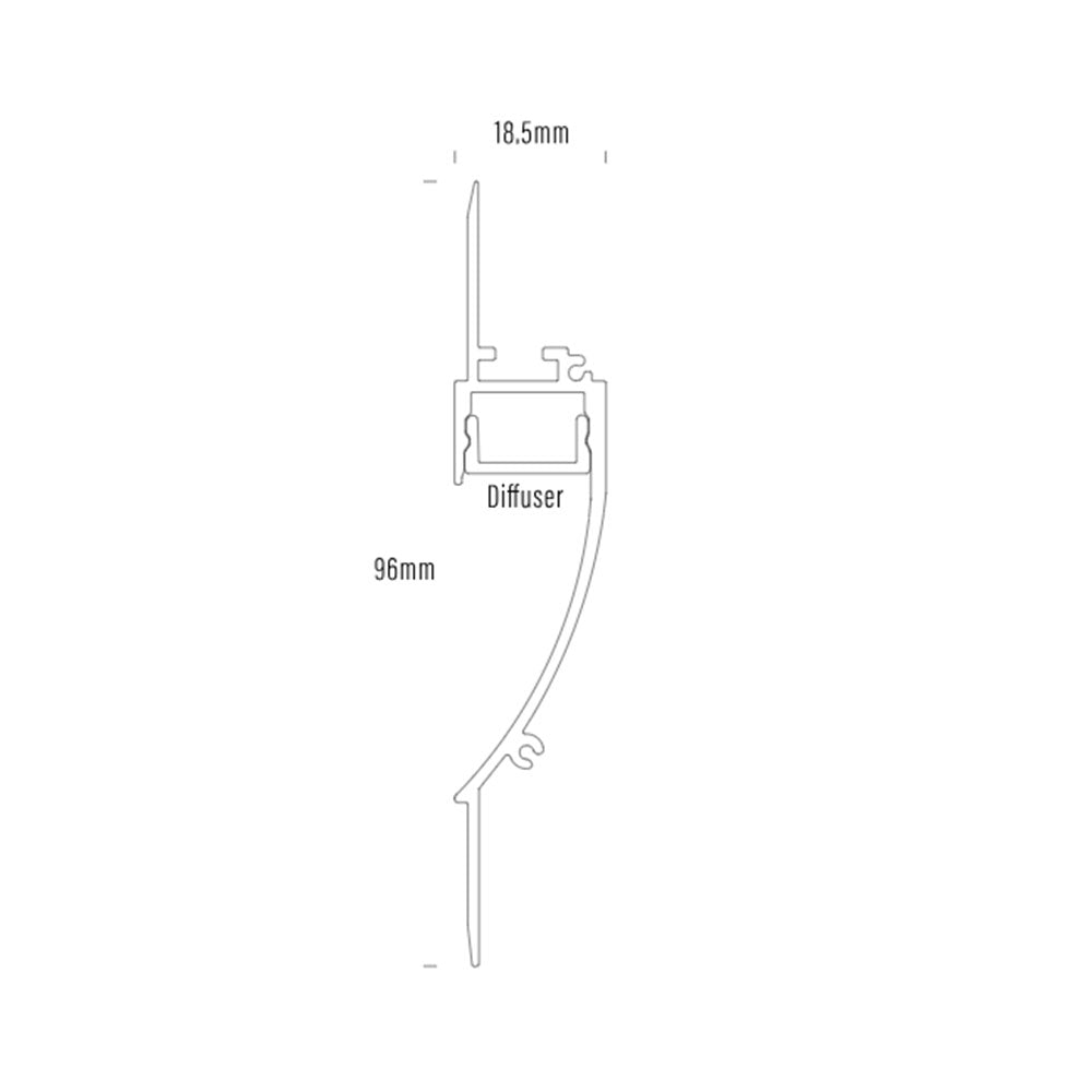 Recessed 2 Meter Aluminium LED Strip Extrusion White - AQS-EXT-013-200-A8