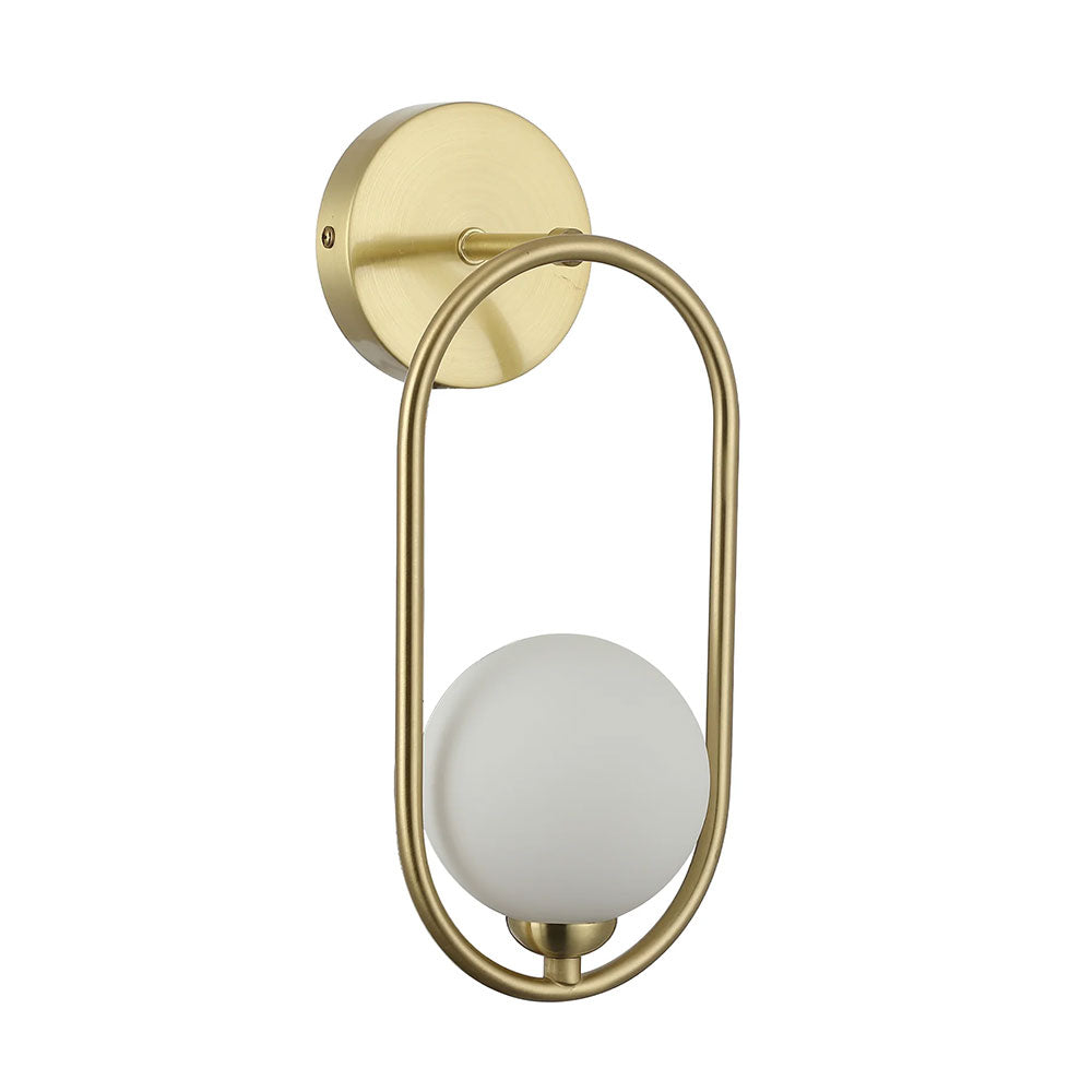 Interior Round Opal Glass with Satin Gold Frame Wall Light - ARO1
