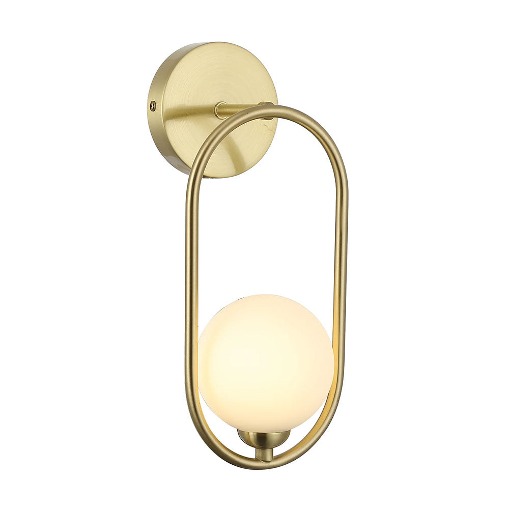 Interior Round Opal Glass with Satin Gold Frame Wall Light - ARO1