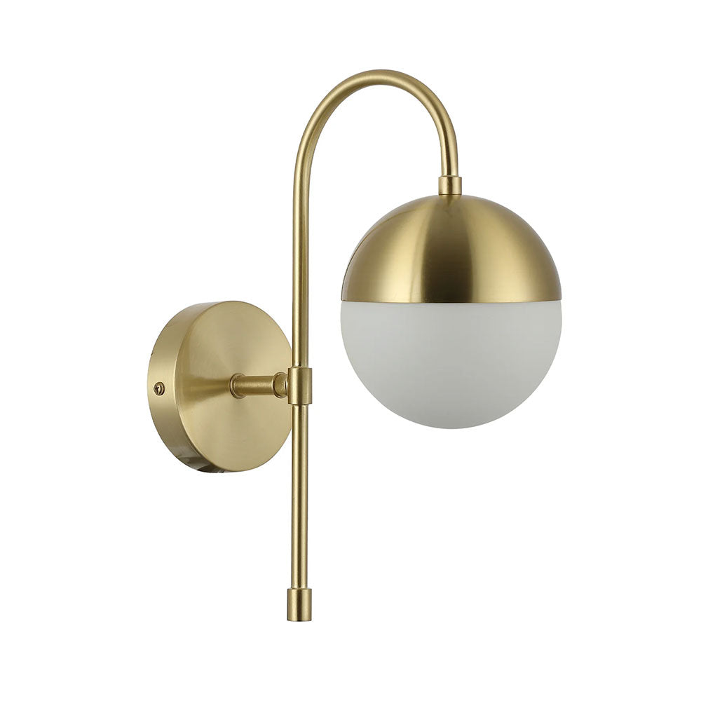 Interior Round Opal Glass with Satin Gold Frame Wall Light - ARO2