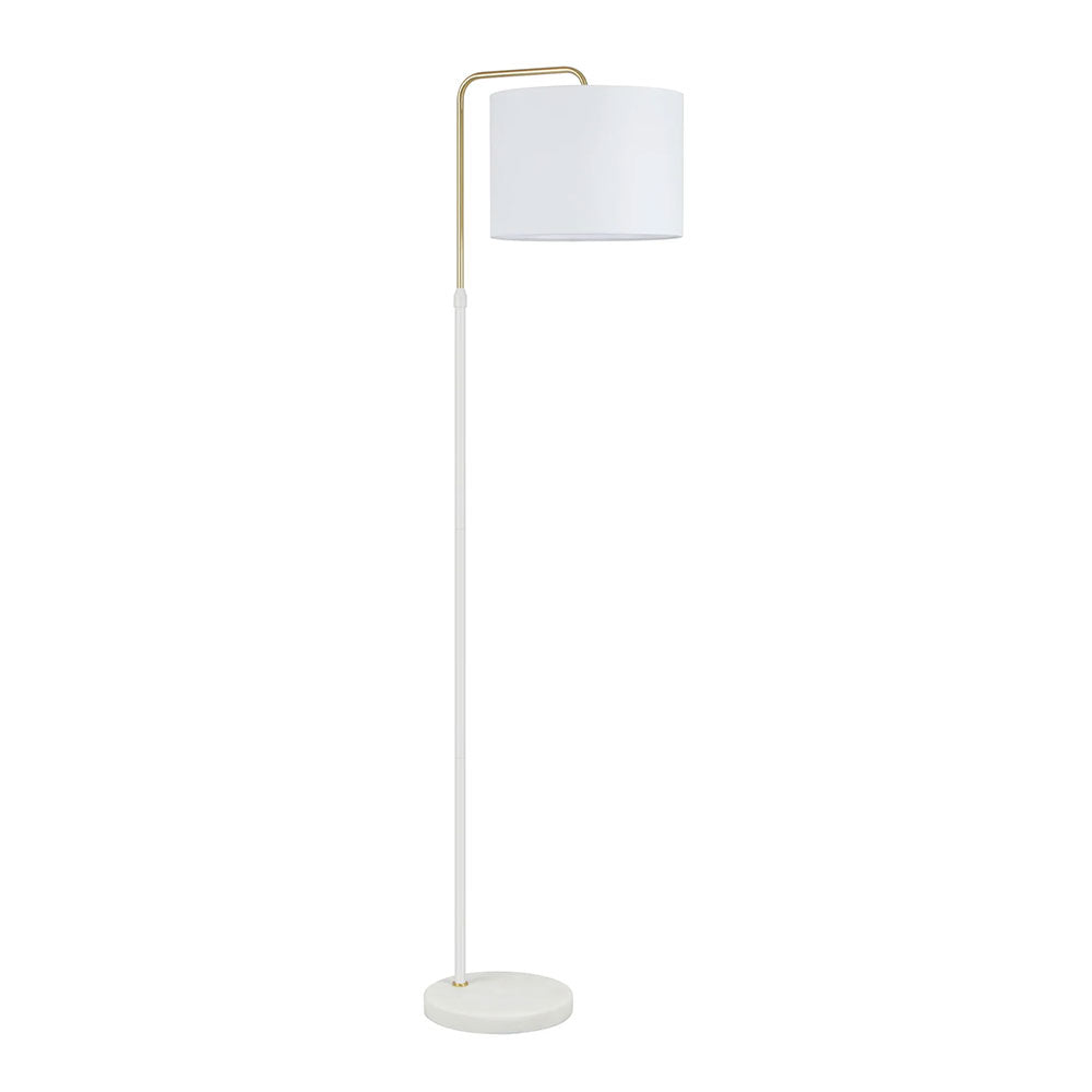 Arriba Drum Shade With Marble Base Height Adjustable Floor Lamp White - ARRIBA-F2