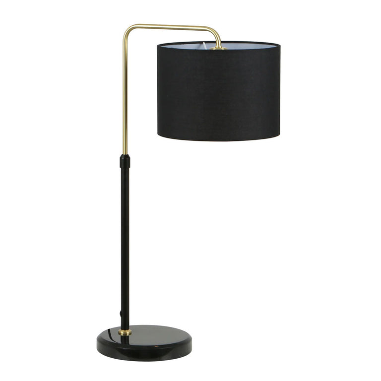 Arriba Drum Shade With Marble Base Height Adjustable Table Lamp Black - ARRIBA-T1