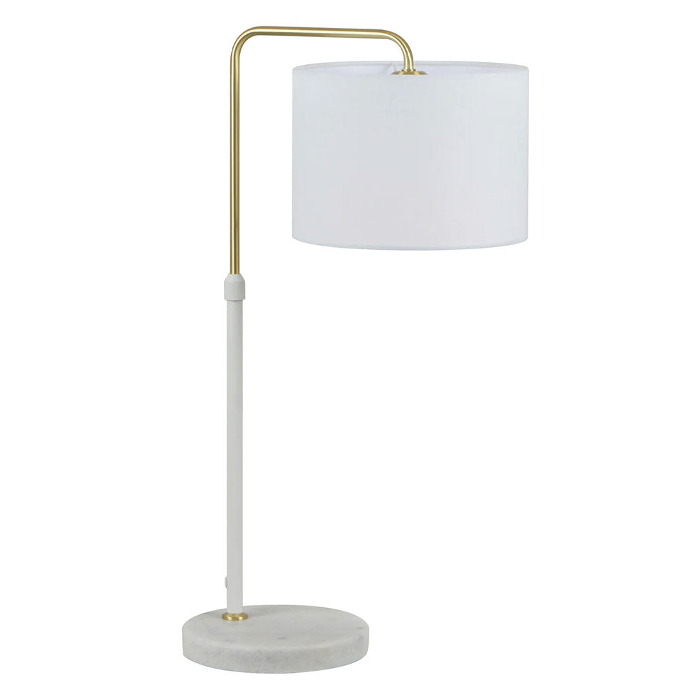 Arriba Drum Shade With Marble Base Height Adjustable Table Lamp White - ARRIBA-T2