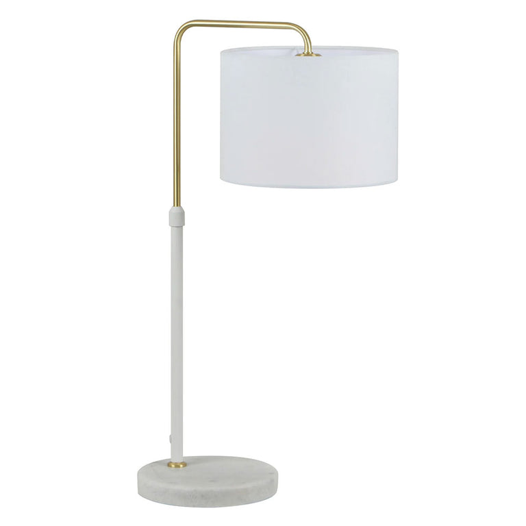 Arriba Drum Shade With Marble Base Height Adjustable Table Lamp White - ARRIBA-T2