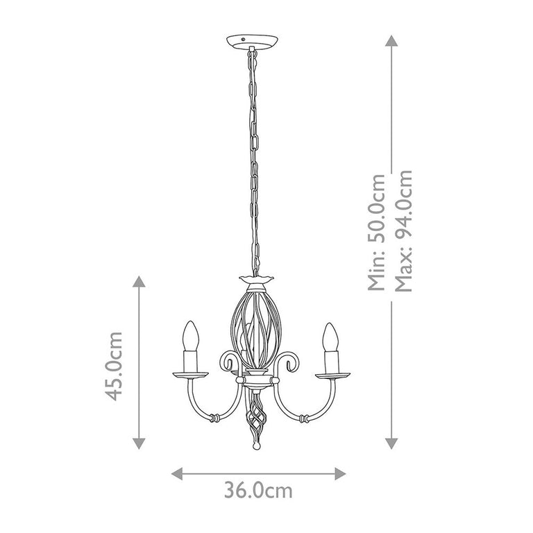 Artisan 3 Light Chandelier Black - ART3-BLACK