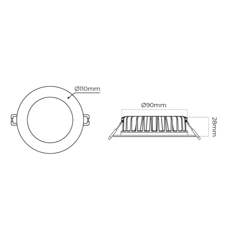 Low Profile 10W LED Dimmable Flush Downlight White / Tri-Colour - AT9027/WH/TRI