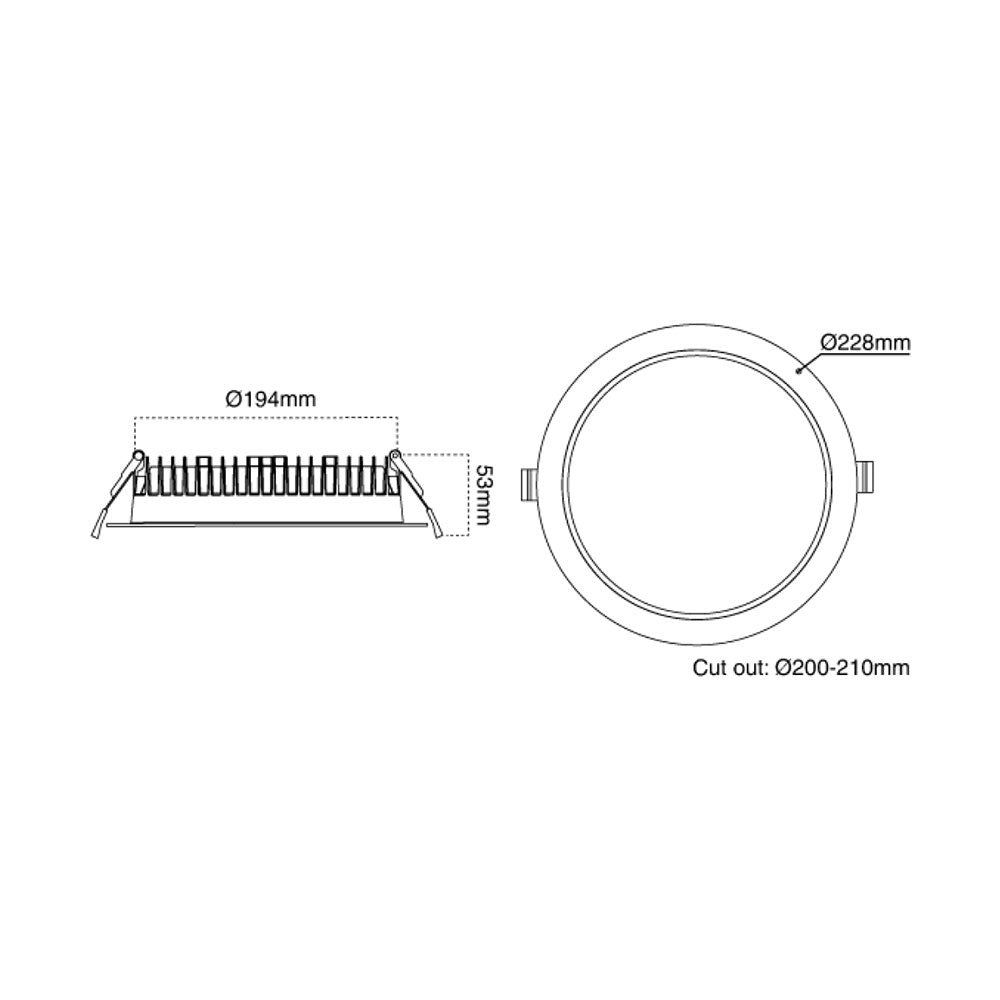 Commercial 25W Dimmable LED Downlight White / Tri-Colour - AT9047/WH/TRI