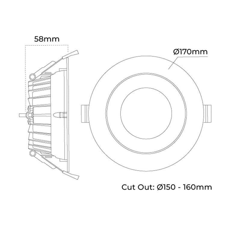 Commercial 16W Dimmable LED Downlight White / Tri-Colour - AT9087/16/WH/TRI