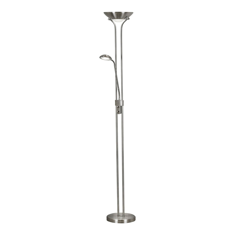 Simple 23W LED 2 Light Dimmable Floor Light Satin Silver / Warm White - AU5430-SS