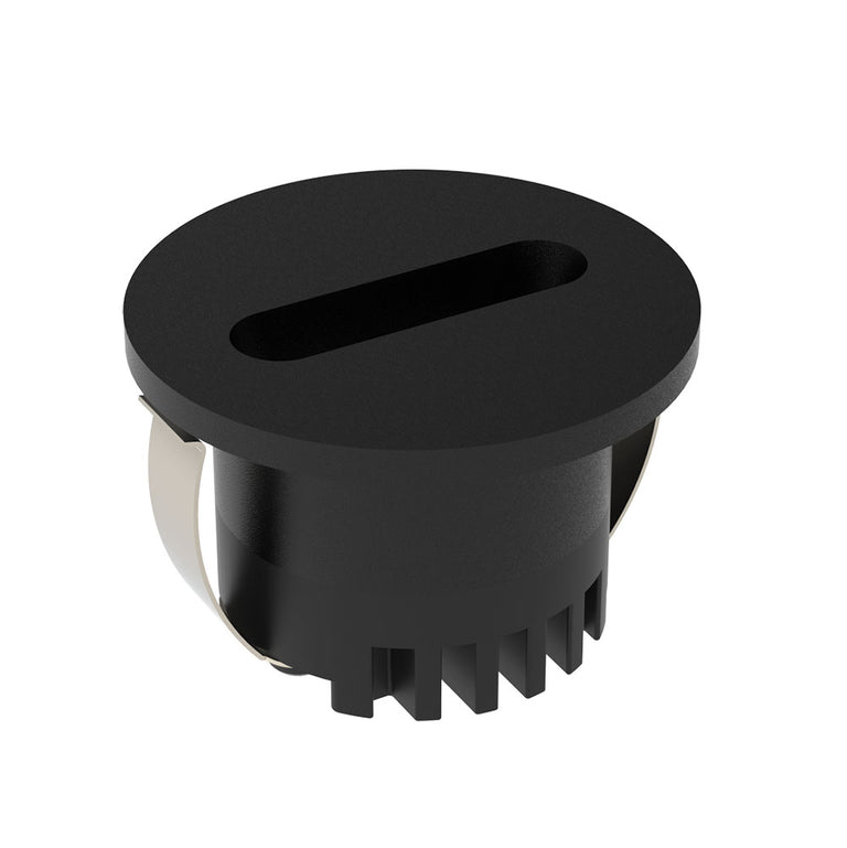 Aura 3W 24V DC LED Steplight Round Faceplate With Slot Black / Tri-Colour - 23709