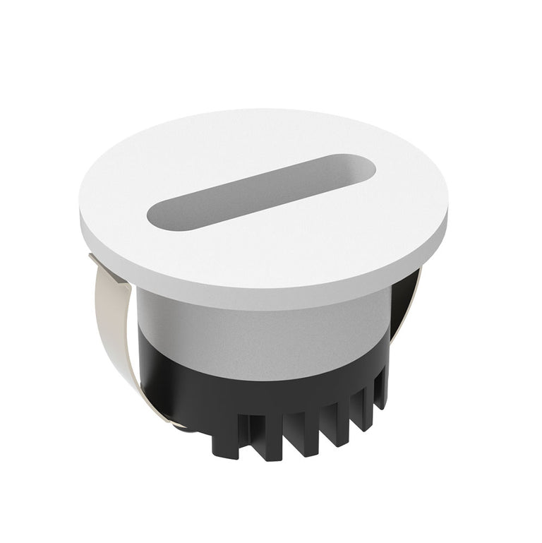 Aura 3W 240V LED Steplight Round Faceplate With Slot White / Tri-Colour - 23730