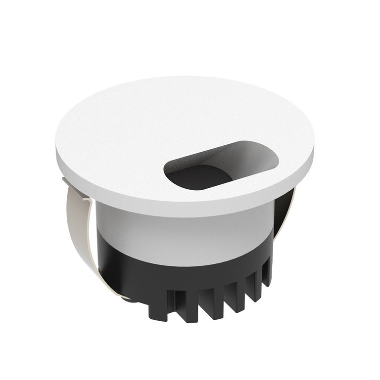 Aura 3W 240V LED Steplight Round Faceplate With Wide Slot White / Tri-Colour - 23731