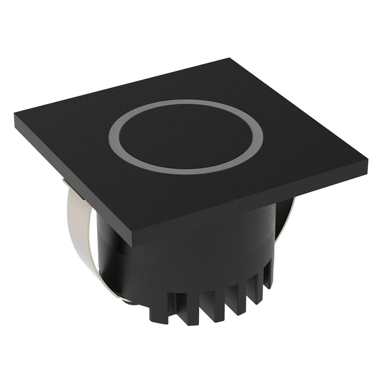 Aura 3W 24V DC LED Steplight Square Faceplate With Round Ring Black / Tri-Colour - 23721