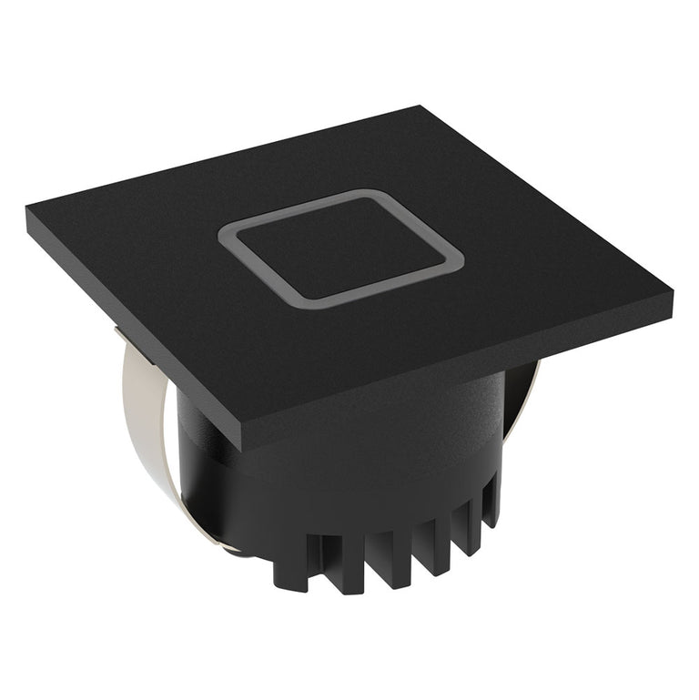 Aura 3W 240V LED Steplight Square Faceplate With Square Ring Black / Tri-Colour - 23750