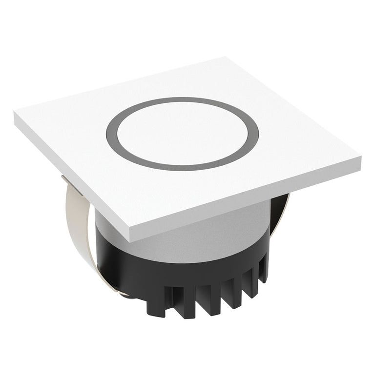 Aura 3W 24V DC LED Steplight Square Faceplate With Round Ring White / Tri-Colour - 23714