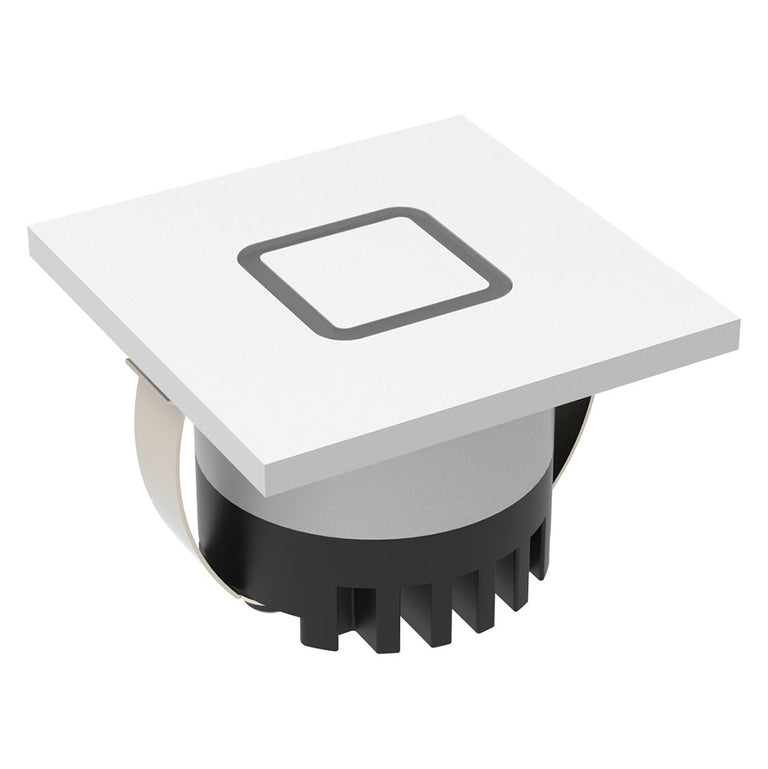 Aura 3W 240V LED Steplight Square Faceplate With Square Ring White / Tri-Colour - 23743