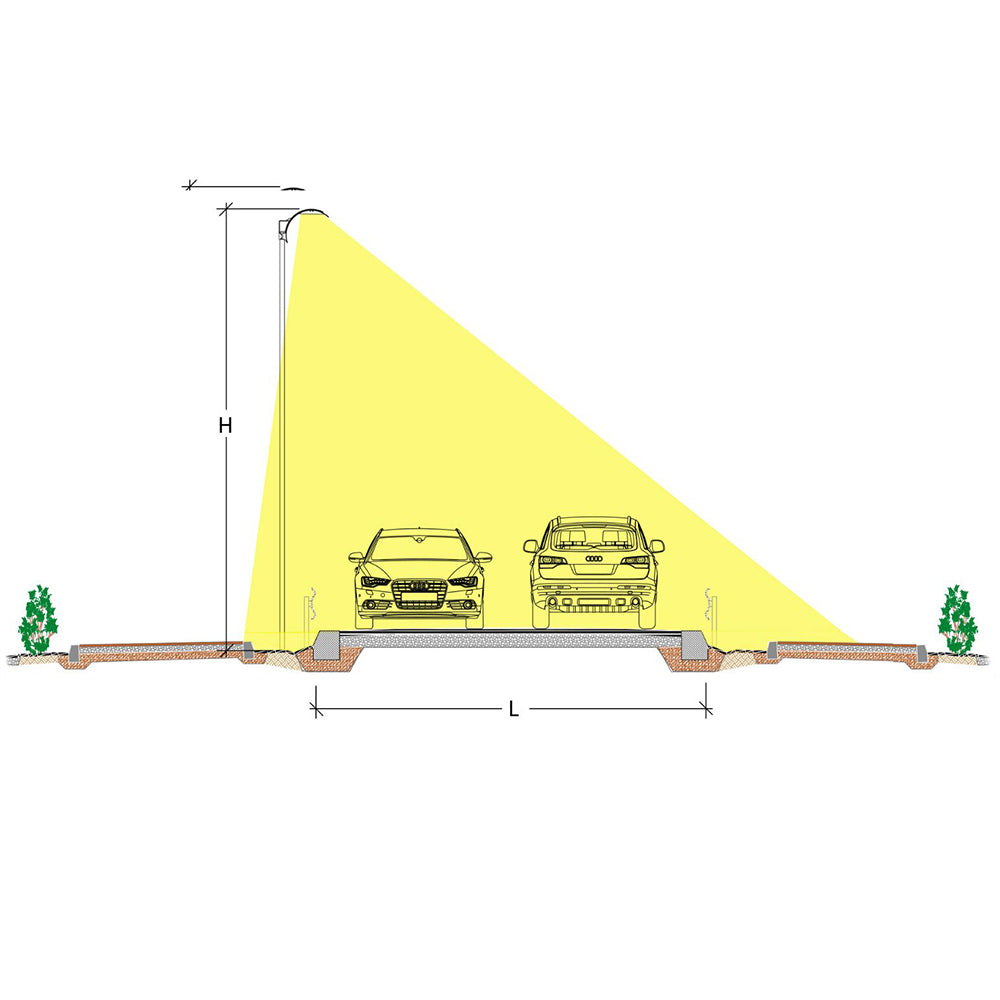 Arc Road 8 Metre Optics Lantern Head 55W LED Charcoal / Cool White - F60382-R8